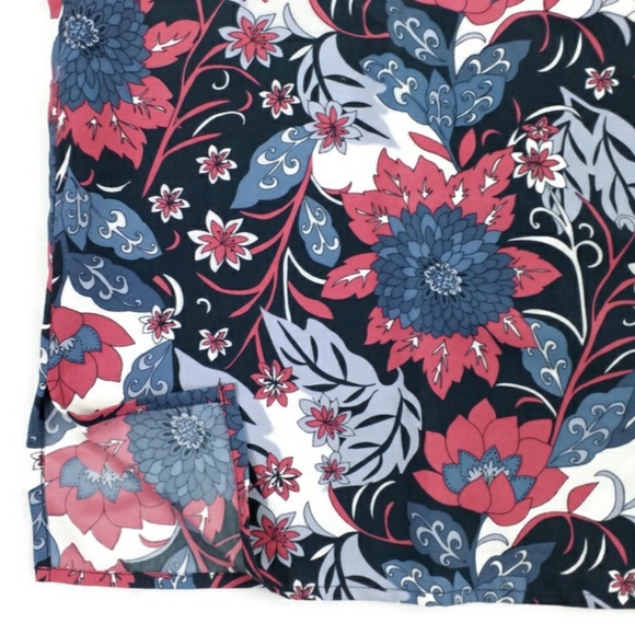 National Pink White Blue Floral Print Button Front Long Sleeve Blouse Women 22W - Picture 3 of 12